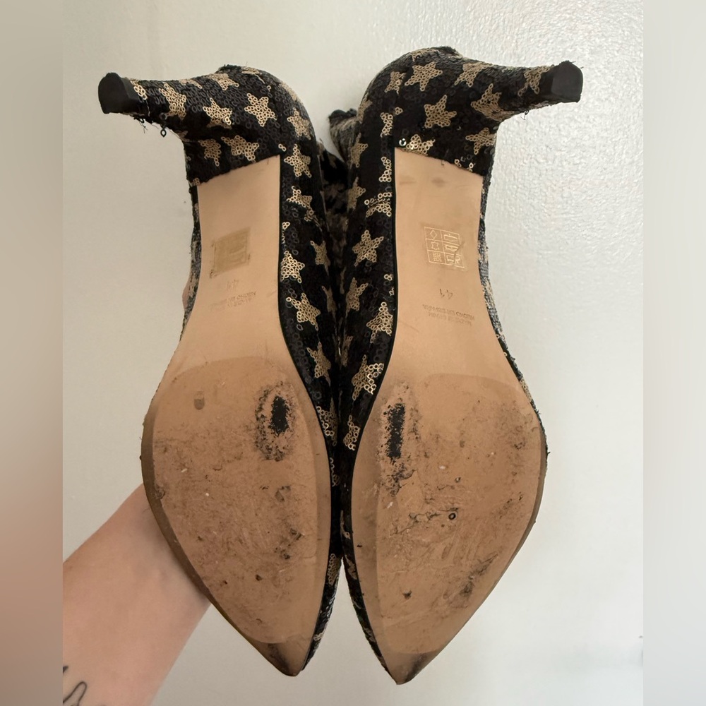 Free People Starry Black and Gold Heeled Boots - Picture 12 of 13